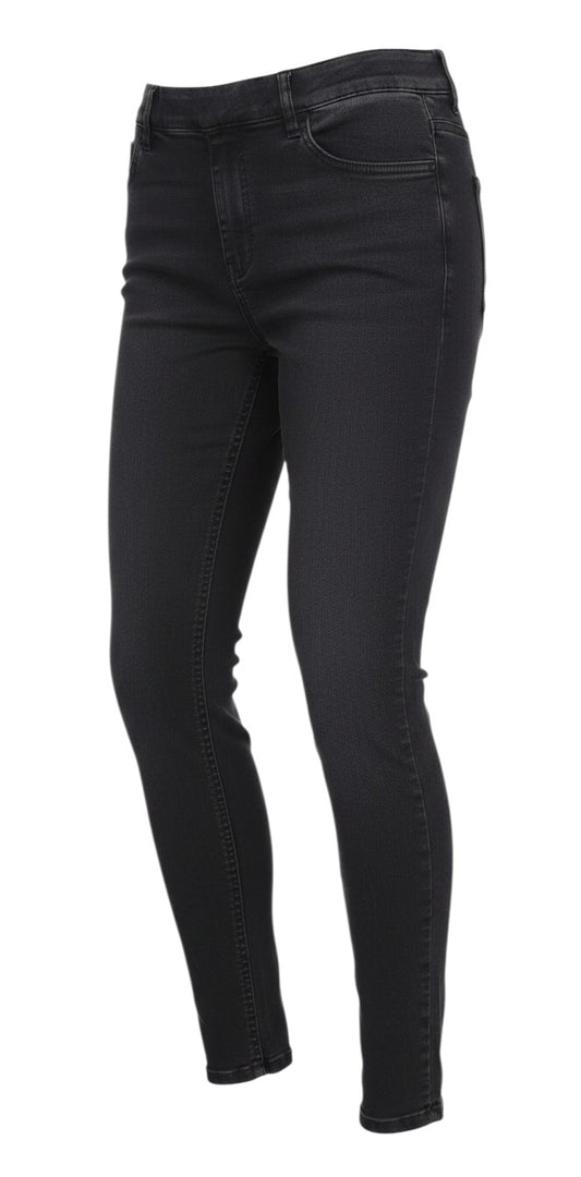 Prewornwholesale M&S women's black denim jegging jeans with a slim fit and classic five-pocket styling.