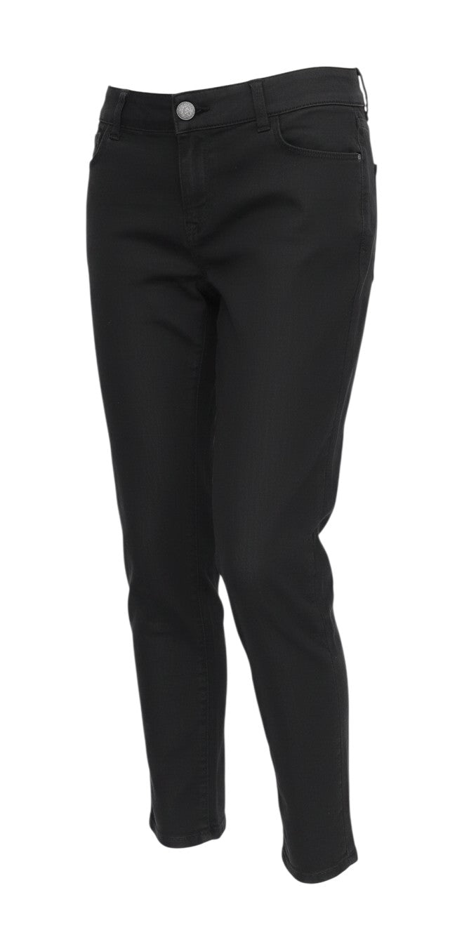 Prewornwholesale M&S women's black denim straight leg jeans with a classic button and zip fly closure.