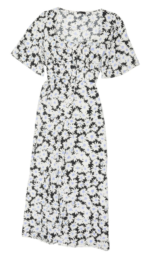 Prewornwholesale black floral wide-leg jumpsuit with V-neck and short kimono sleeves in lightweight viscose fabric