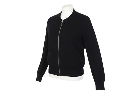 Prewornwholesale Red Herring women's black knit full zip jacket with ring pull and front pockets on a mannequin