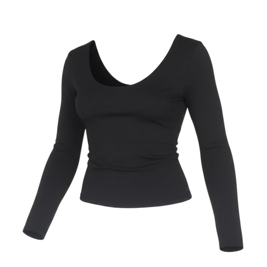 Fabletics Womens Black XL Long Sleeve Cropped Active Top