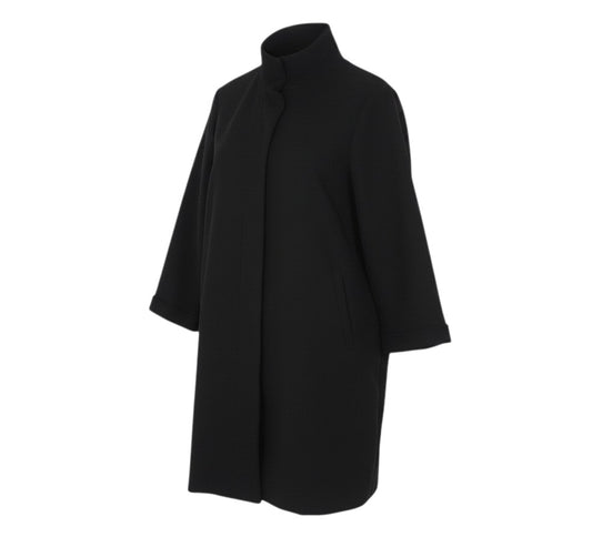 Prewornwholesale black petite open front blazer with 3/4 sleeves and a clean tailored silhouette