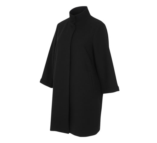 Prewornwholesale black petite open front blazer with 3/4 sleeves and a clean tailored silhouette