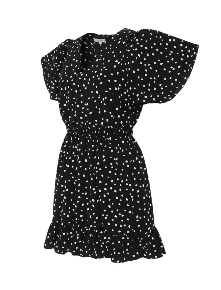 AX Paris Women Black Polka Dot Size 16 Off Shoulder Fit & Flare Dress