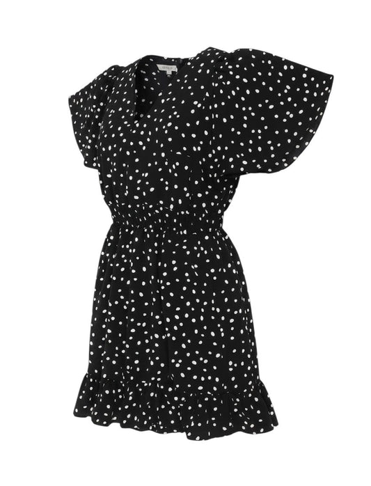 AX Paris Women Black Polka Dot Size 16 Off Shoulder Fit & Flare Dress