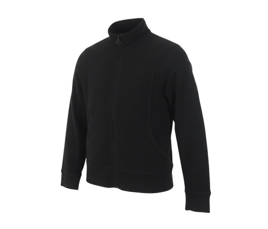 Prewornwholesale black Puma women's lightweight fleece track jacket with a full-zip front and high collar.
