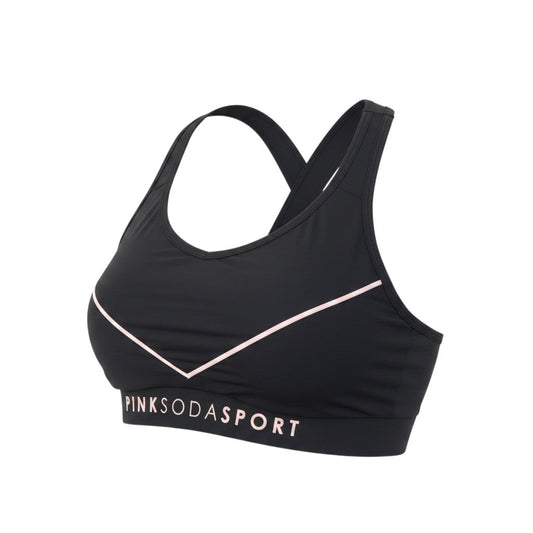 Pink Soda Sport Women Black Size 10 Sports Bra Racerback Medium Support