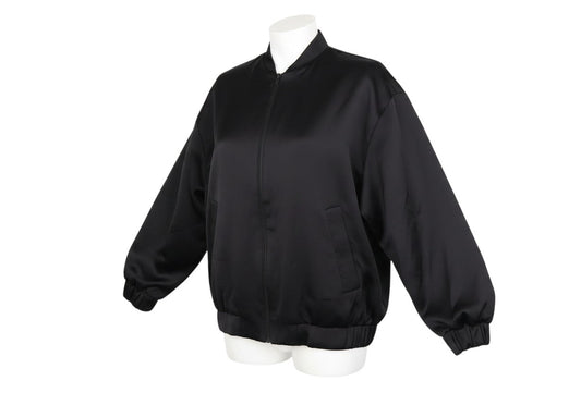 Primark Women’s Black Bomber Jacket Size 12 Polyester Satin Zip-Up