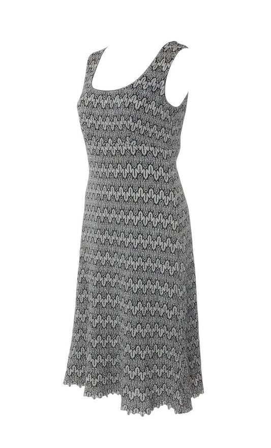 Planet Women Black Silver UK 10 Long Fit & Flare Metallic Knit Dress