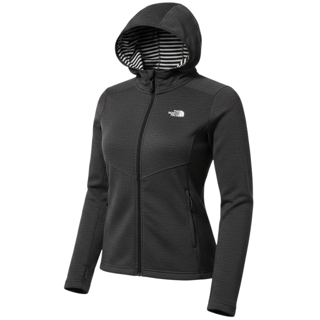 Prewornwholesale The North Face women's black slim fit hooded full zip jacket with striped hood lining