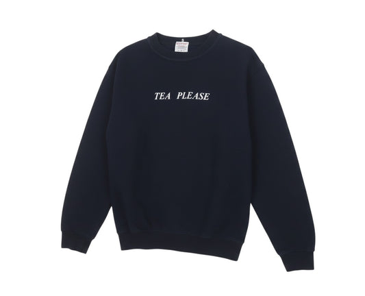Prewornwholesale black Rock On Ruby crew neck sweatshirt with white TEA PLEASE slogan in a cotton blend fabric