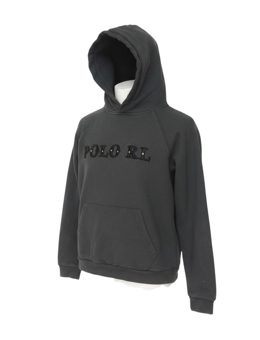 Prewornwholesale black Polo Ralph Lauren petite pullover hoodie with studded logo and kangaroo pocket