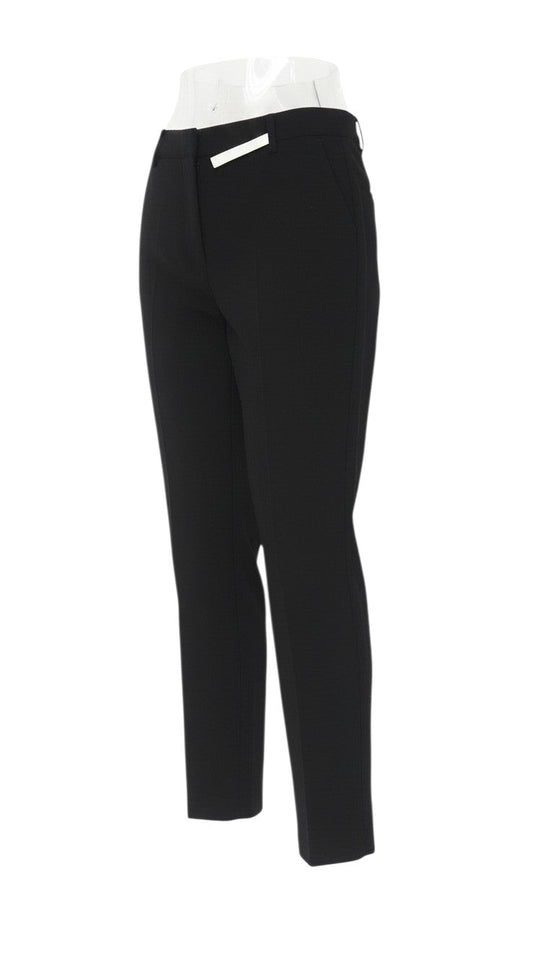 Marks & Spencer Women Black UK 10 Short Straight Tailored Trousers