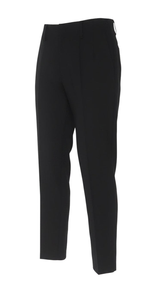 Prewornwholesale black tapered pleated trousers with a polished silhouette and tailored fit for formal wear.