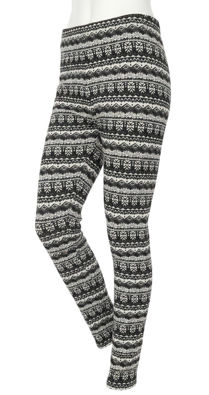 Prewornwholesale Atmosphere women's black and white patterned jogger leggings with geometric and diamond print