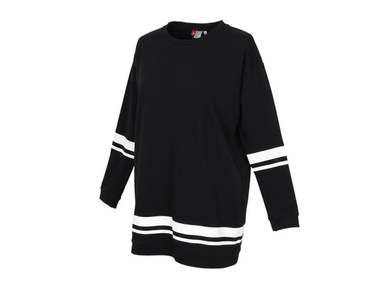 Prewornwholesale H&M Divided black long sleeve sweatshirt with white stripe details on sleeves and hem