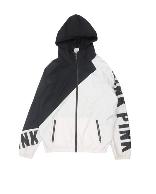 Victoria's Secret PINK Women's XS Black White Hooded Windbreaker Jacket