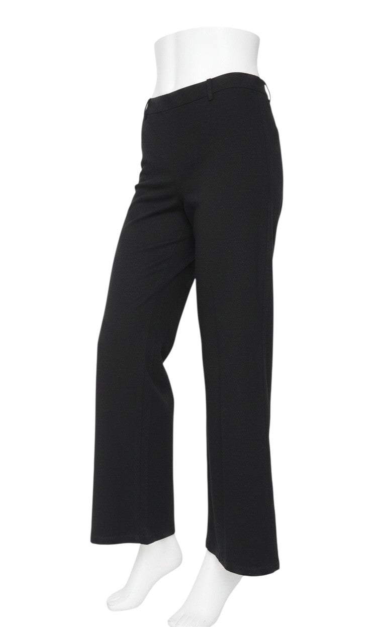 Prewornwholesale Marks and Spencer Per Una black wide-leg trousers on a mannequin, featuring a flat-front design.