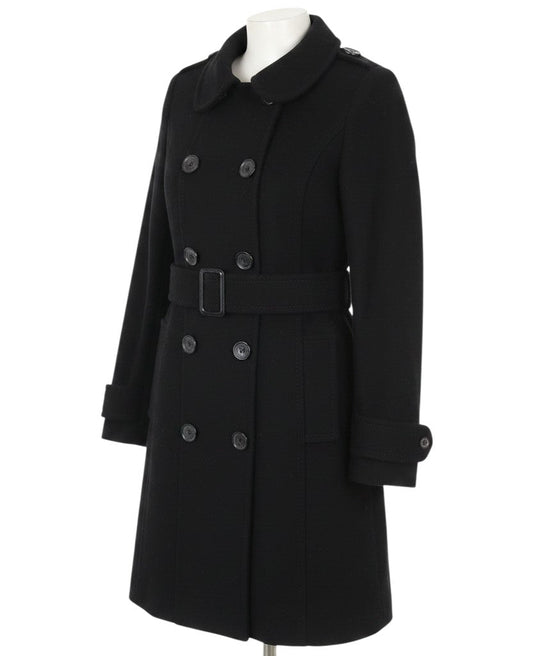 H&M Divided Women's Black UK 10 Double-Breasted Wool Pea Coat