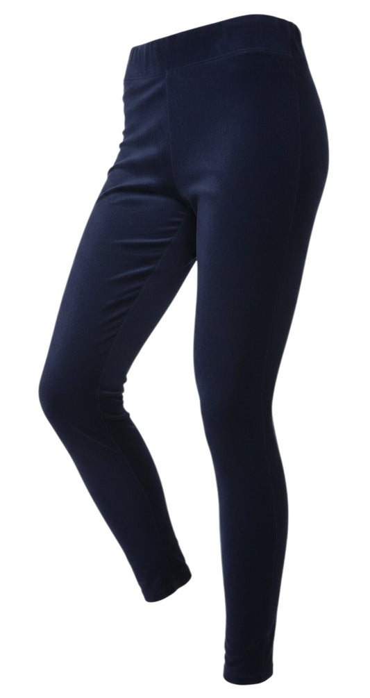 Prewornwholesale blue corduroy stretch leggings with an elasticated waistband and ribbed texture in a slim fit.