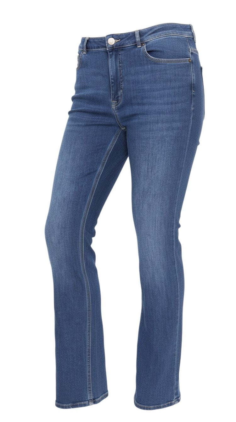 Prewornwholesale M&S women's blue denim bootcut jeans with a classic mid-rise fit and five-pocket styling.