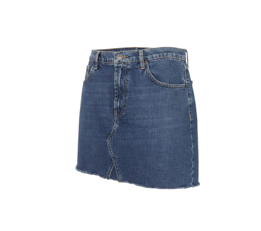 Prewornwholesale BDG Urban Outfitters blue denim mini skirt with a high-rise waist and raw frayed hem