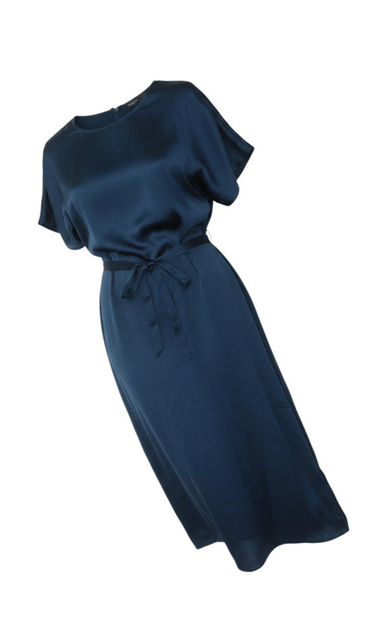 Autograph Women Blue UK 10 Silk Blouson Belted Knee Dress