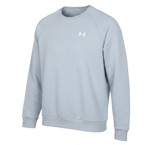 Prewornwholesale pale blue Under Armour crew neck sweatshirt with long raglan sleeves and white chest logo