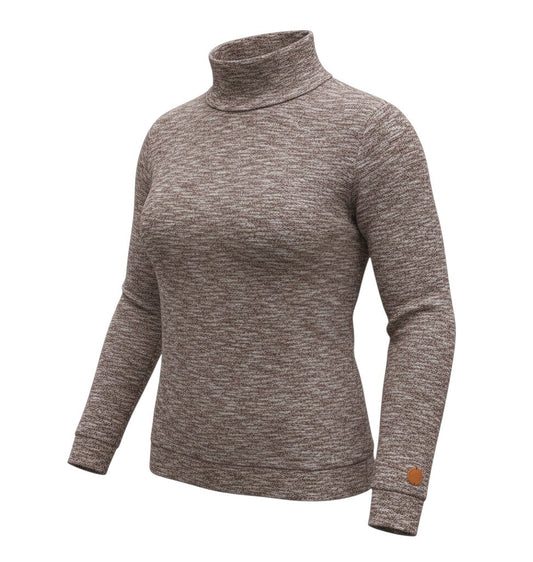 Prewornwholesale Brakeburn women's burgundy marled knit pullover sweatshirt with a cosy cowl neck and long sleeves.