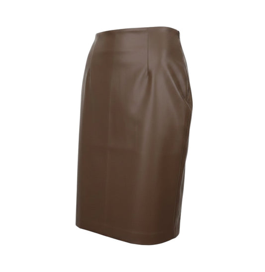Prewornwholesale brown faux leather pencil skirt by Marks and Spencer with a knee-length straight silhouette