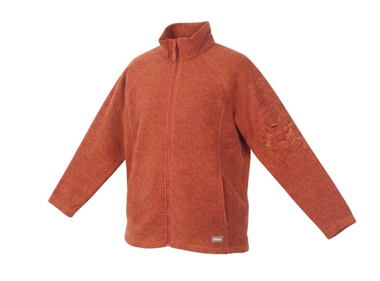 Prewornwholesale brown Regatta women's full zip fleece jacket with a standing collar and polyester construction.