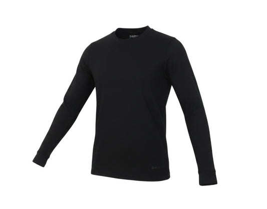 Prewornwholesale Campri women's black long sleeve crew neck activewear t-shirt in a breathable stretch fabric.