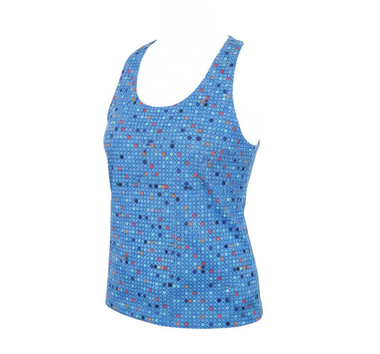 Danskin Womens Blue Polka Dot Jersey Basic Tank Size L