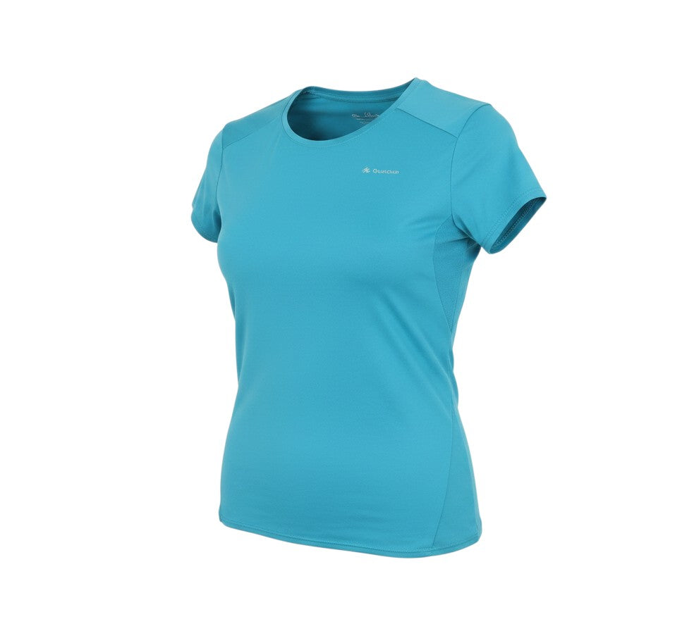 Prewornwholesale Decathlon women's blue short sleeve crew neck activewear t-shirt in soft jersey fabric