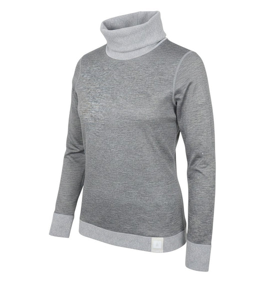 Prewornwholesale DECATHLON womens grey polyester long sleeve pullover with a roll neck and ribbed hem