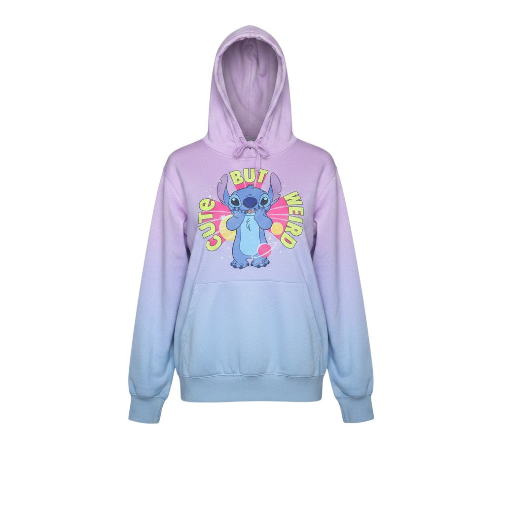 Prewornwholesale Disney Stitch pullover hoodie in purple and blue gradient fleece with Cute But Weird graphic print