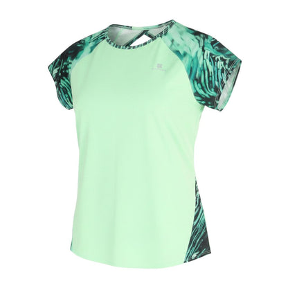 Domyos Womens Green Colourblock Polyester Basic T-Shirt Size XS Round Neck Pullover