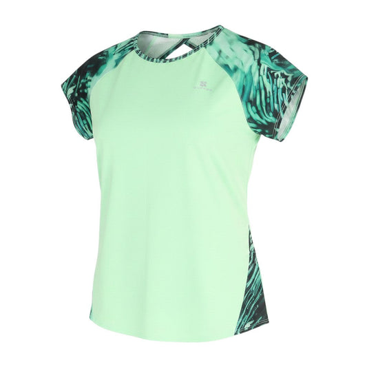 DOMYOS Womens Green Colourblock Polyester Basic T-Shirt Size XS Round Neck Pullover