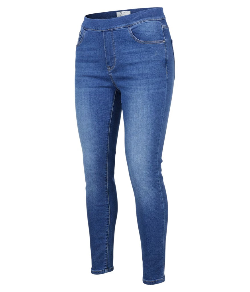 Prewornwholesale Dorothy Perkins blue jegging leggings with a high-waisted fit and classic denim wash.