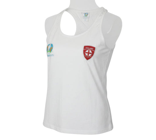 Prewornwholesale white England Euro 2020 cotton tank top with official team emblem and tournament logo