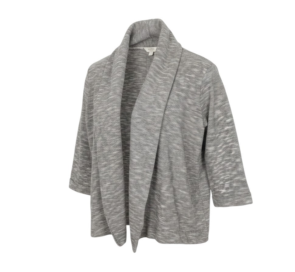 FatFace Women Grey Striped Open Cotton Jacket Size 12