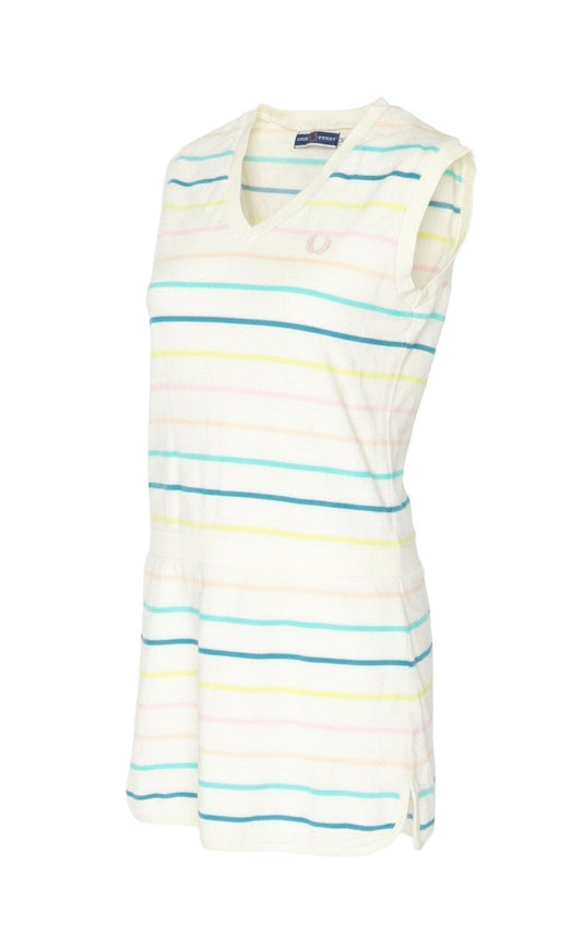 Fred Perry Women Multicoloured UK 8 Striped V-Neck Jumper Dress