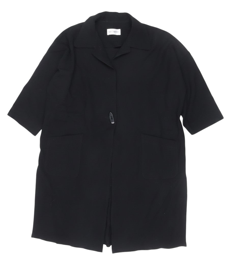 Gail Hoppen Womens Black Wool Mid-Length Overcoat Size 10