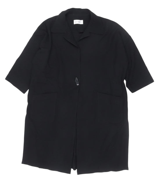 Gail Hoppen Womens Black Wool Mid-Length Overcoat Size 10