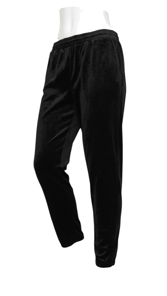 Gap Women Black M Velvet Jogger Trousers Elastic Waist Drawstring