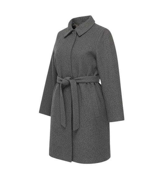 Prewornwholesale Gap grey wool-blend belted overcoat with a collared neckline and long sleeves in a mid-length cut.