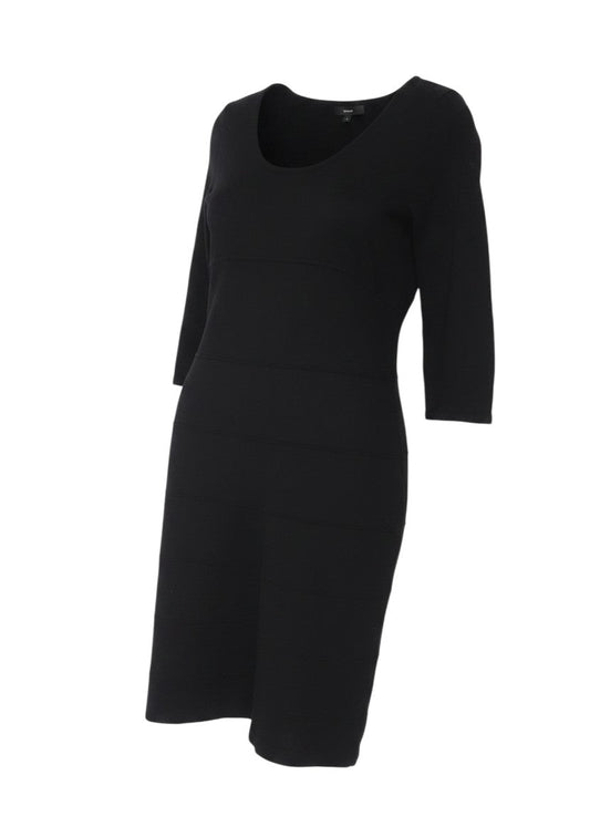 Gestuz Women Black M Knee Length Sheath Knit 3/4 Sleeve Dress