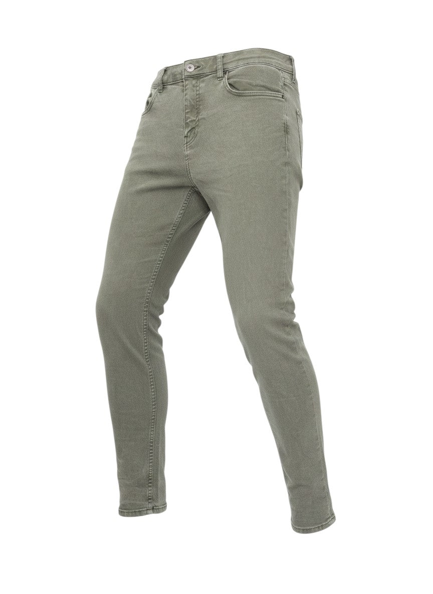 Prewornwholesale M&S womens green cotton skinny jeans with a button fly closure