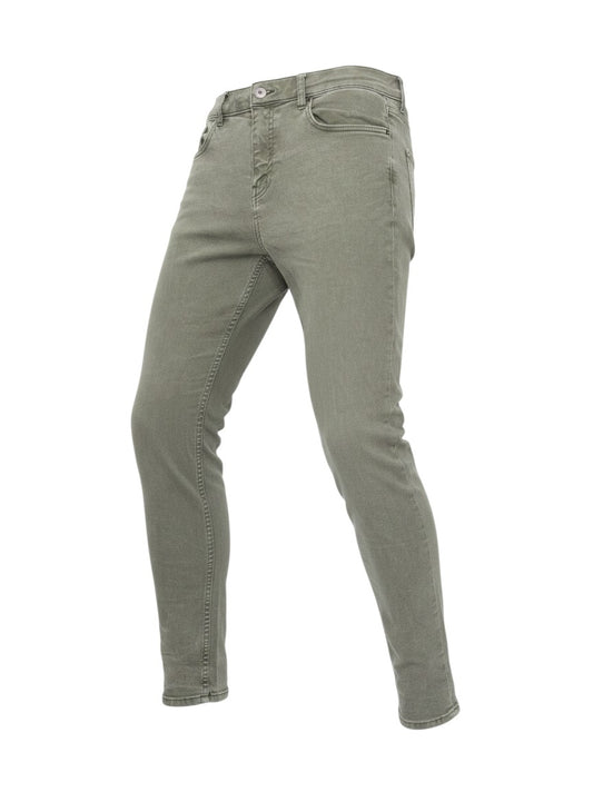 Prewornwholesale M&S womens green cotton skinny jeans with a button fly closure