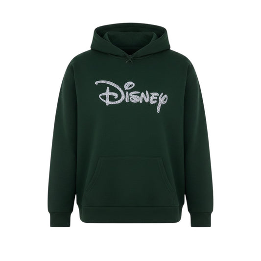Prewornwholesale Disney women's green fleece pullover hoodie with an embroidered logo and front pocket
